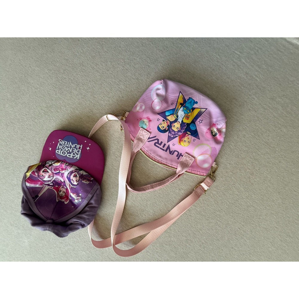 K-Pop Demon Hunters Huntra Accessory Set Purple Hat and Pink Crossbody Bag